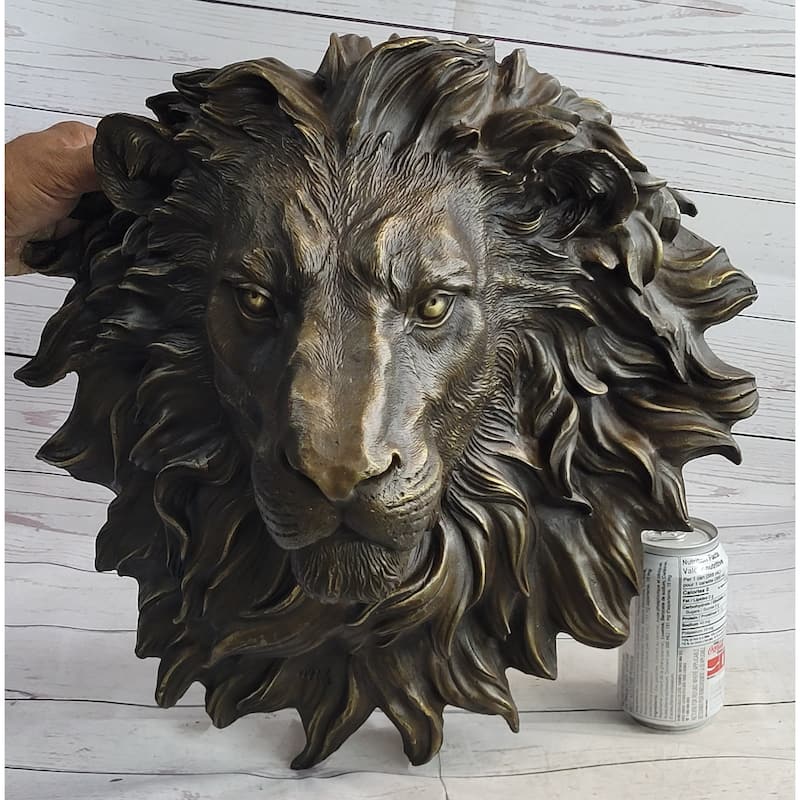 Wall Mounted Hanging Lion Head Bust Sculpture Decor Signed Original Milo 18 Inches X 18 Inches