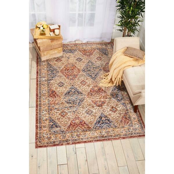 slide 2 of 15, Nourison Reseda Geometric Moroccan Area Rug 5'3" x 7'6" - Multi - Runner/Rectangle