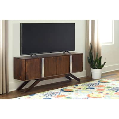 Modena Mid-Century Modern 59" Wide Solid Wood Walnut TV Stand