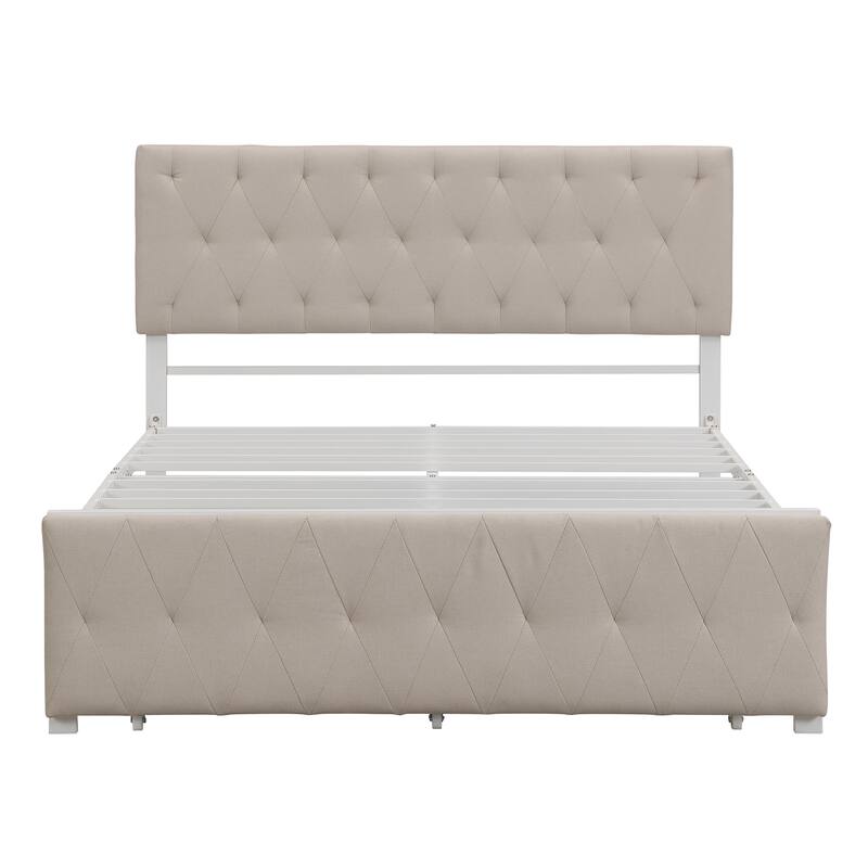 Storage Bed Metal Platform Bed with a Big Drawer