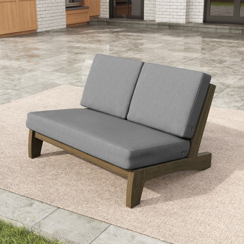 Outdoor Acacia Club Chair Set Loveseate with Weather-Resistant Cushions