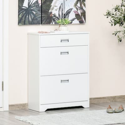 3-Drawer Shoe Cabinet with 2 Flip Doors and Adjustable Shelf
