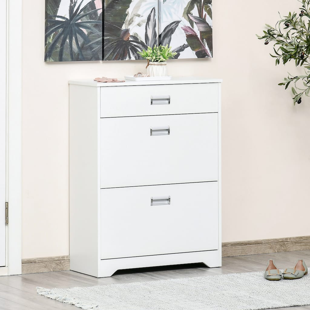 3-Drawer Shoe Cabinet with 2 Flip Doors and Adjustable Shelf