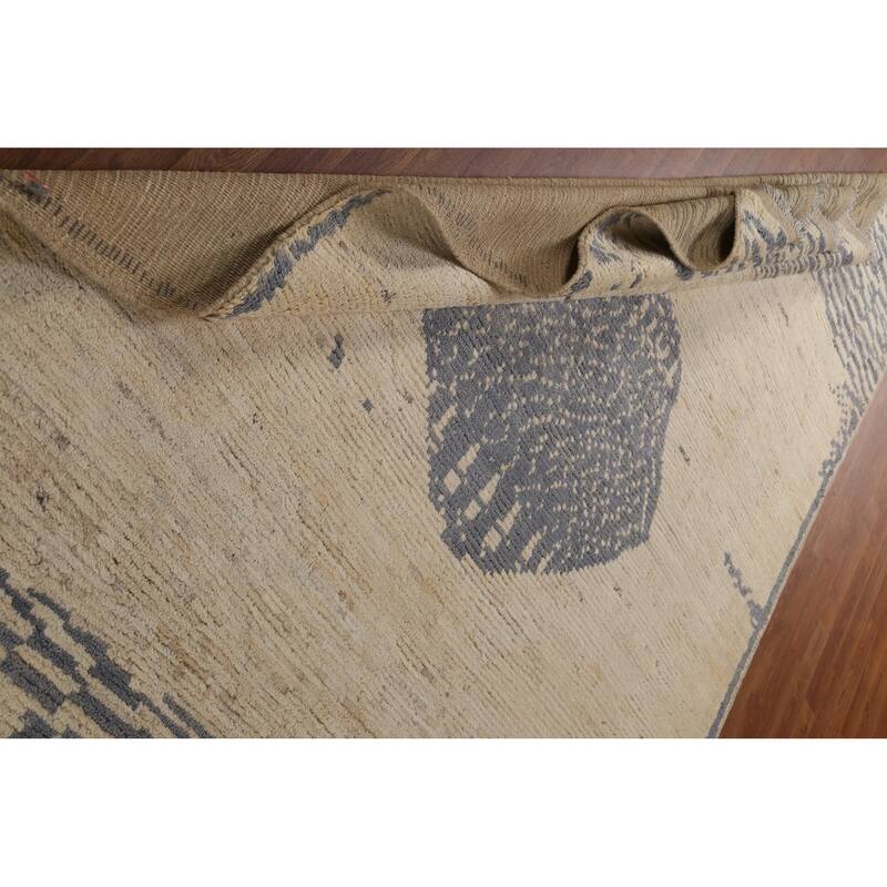 Hand Knotted Oriental 100% Wool Carpet Tribal Tribal Beige & Ivories Moroccan Area Rug - 9' 0'' X 6' 5''