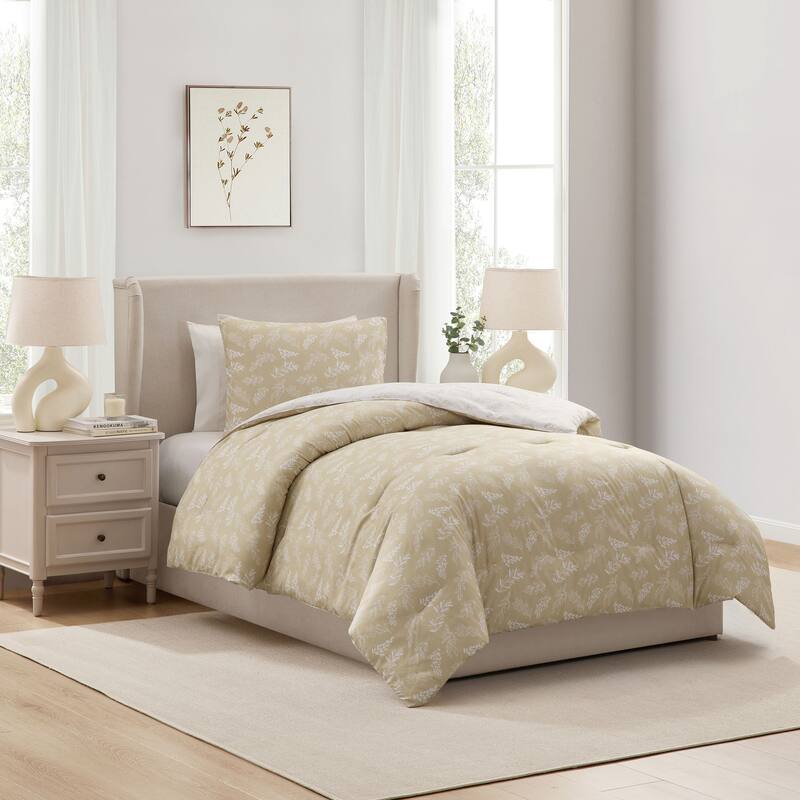 Empyrean 3PC Reversible Botanical Printed Comforter Bedding Set