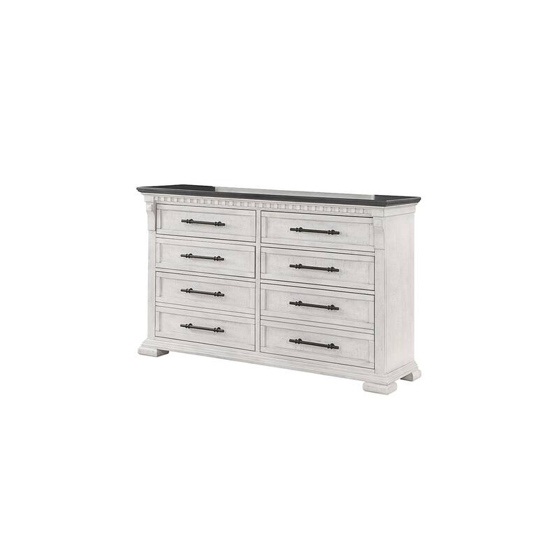 Faith Elegant Transitional Dresser Six-Drawer Storage Solution with Modern Functionality - Antique White