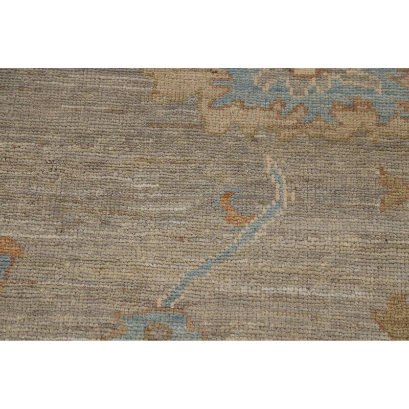 Hand Knotted Oriental 100% Wool Carpet Transitional All-Over Greys & Charcoal Oushak Area Rug - 9' 7'' X 8' 7''