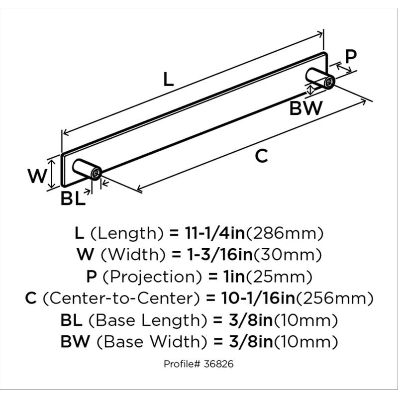 Kamari 10-1/16 in (256 mm) Center-to-Center Polished Nickel Cabinet Pull - 10.063