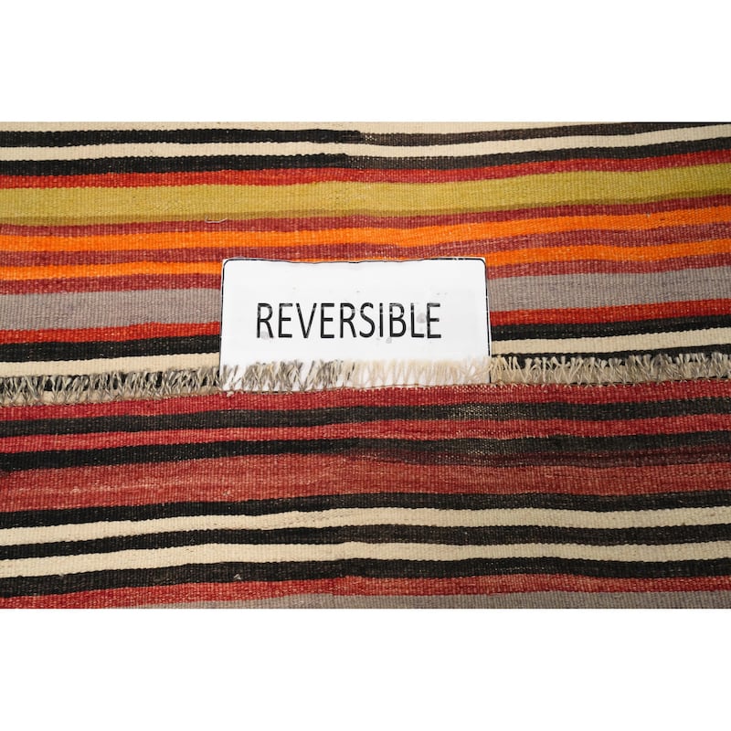 Hand Woven Oriental 100% Wool Carpet Southwestern Geometric Multi-Colored Kilim Area Rug - 8' 7'' X 5' 1''
