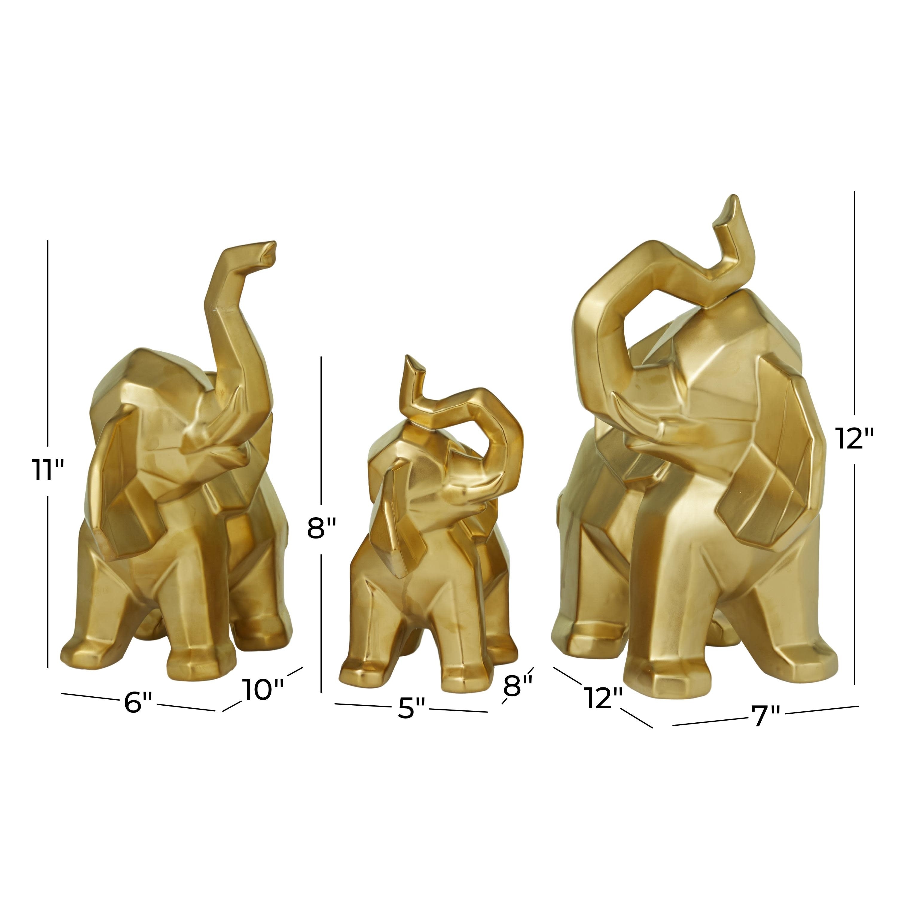 Porcelain Ceramic Elephant Decorative Sculpture - Set of 3 Gold or Silver -  Roche River Decor - Bed Bath \u0026 Beyond - 41246180, image size:3000x3000