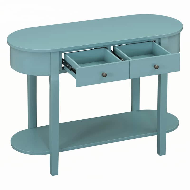 Retro Console Table with Curved Design,Turquoise Green