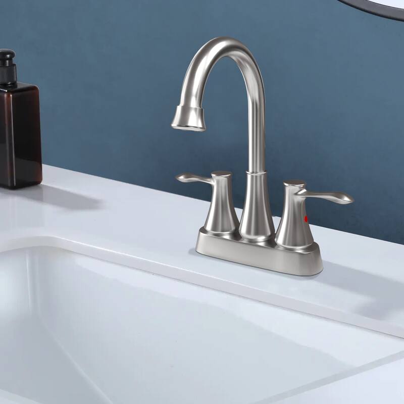 Topcraft 4-Inch Wide Double Handle Bathroom Faucet with Pop-Up Drainer