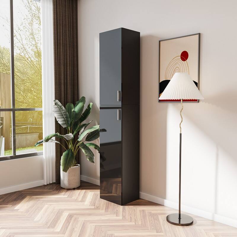 Freestanding Tall Cabinet with adjustable Shelves for Kitchen, Dining Room