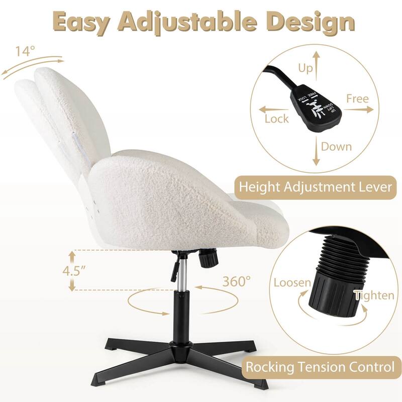 Costway Criss Cross Chair Swivel Cross Legged Chair with Adjustable - See Details