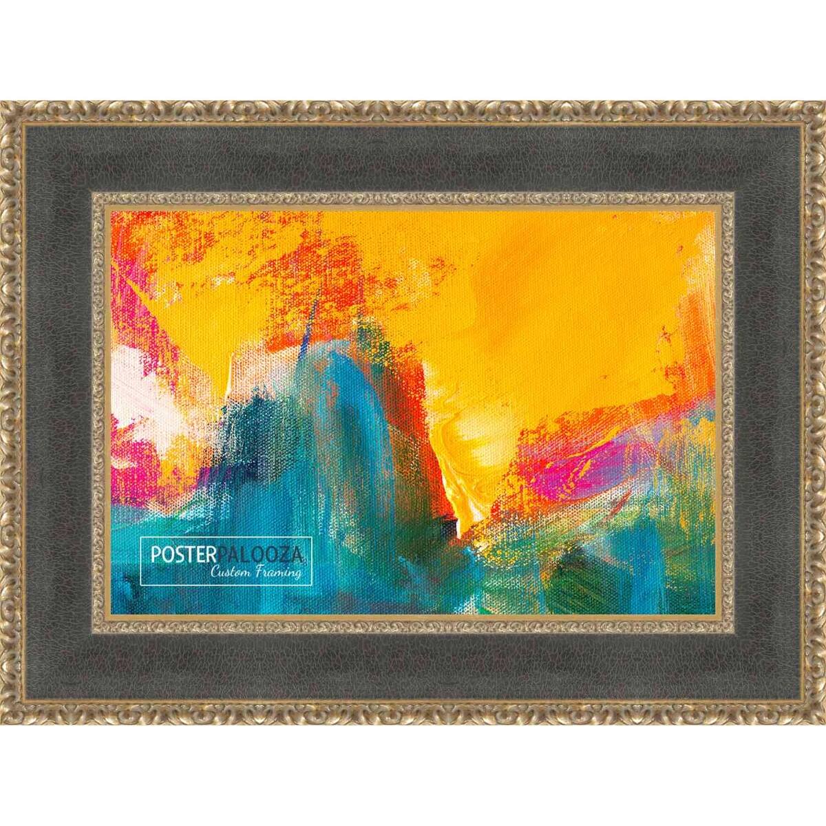 15x11 Distressed/Aged Gold Complete Wood Picture Frame with UV Acrylic, Foam Board Backing