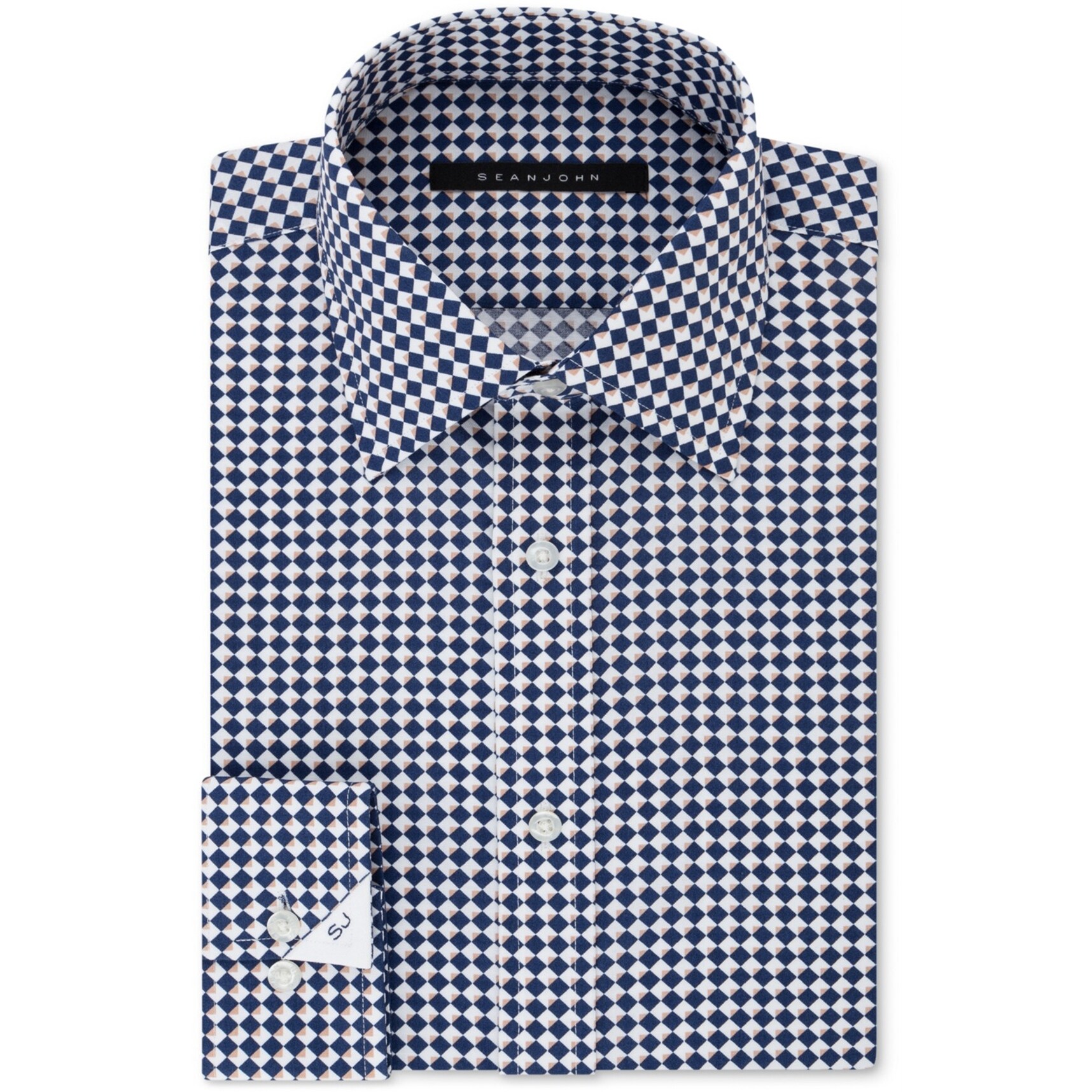 Shop Sean John Mens Tailored Fit Button Up Dress Shirt Blue 16 5