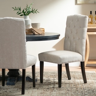 Crown Upholstered Fabric Dining Chairs (Set of 2) by Christopher Knight Home