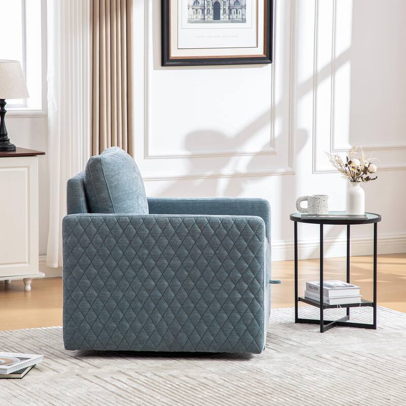 Swivel Accent Chair, Comfy Reading Chairs, Accent Single Armchair Upholstered Sofa Tufted Accent Square Club Chair