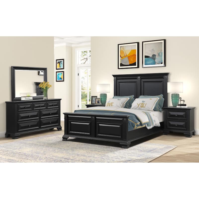 Roundhill Furniture Renova Vintage Black Wood Traditional 6-piece Bedroom Set