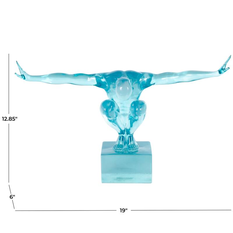 Resin Tinted Posing People Decorative Sculpture - Green Or Blue or Pink