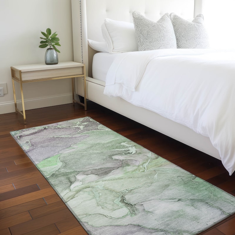 Machine Washable Indoor/ Outdoor Chantille Watercolor Rug