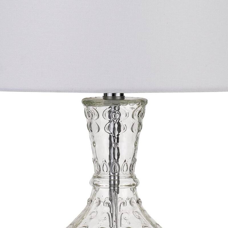 150 Watt Textured Glass Base Table Lamp, White and Clear