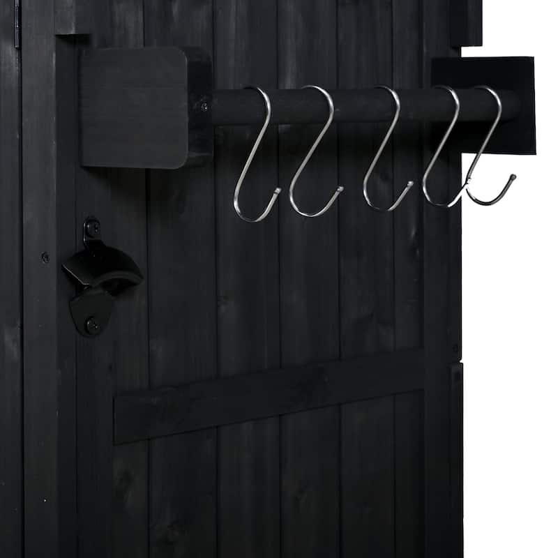 60" Rolling Outdoor Kitchen Island with Stainless Steel Top, Wood BBQ Prep Cart with Wine Rack & Drawers