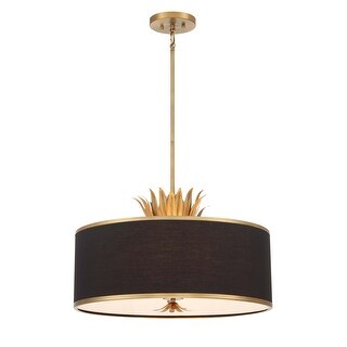 Minka Lavery Caprio Natural Brushed Brass & Black/White Shade Pendant
