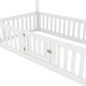 preview thumbnail 4 of 3, Twin Size Wood House Bed with Fence and Door