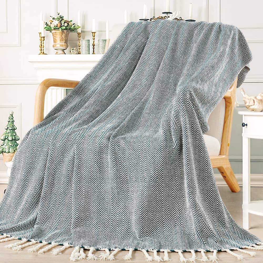 Extra Cozy Chevron Knit Throw Super Soft Knitted Blanket for Couch