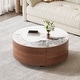 preview thumbnail 5 of 24, Modern Round Movable Coffee Table with Casters, 2 Drawers,Marble Pattern Sintered Stone Top