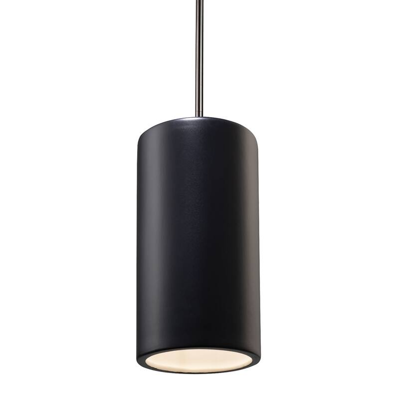 Justice Design Group Large Cylinder Pendant - Rigid Stem - Carbon Matte Black/Brushed Nickel