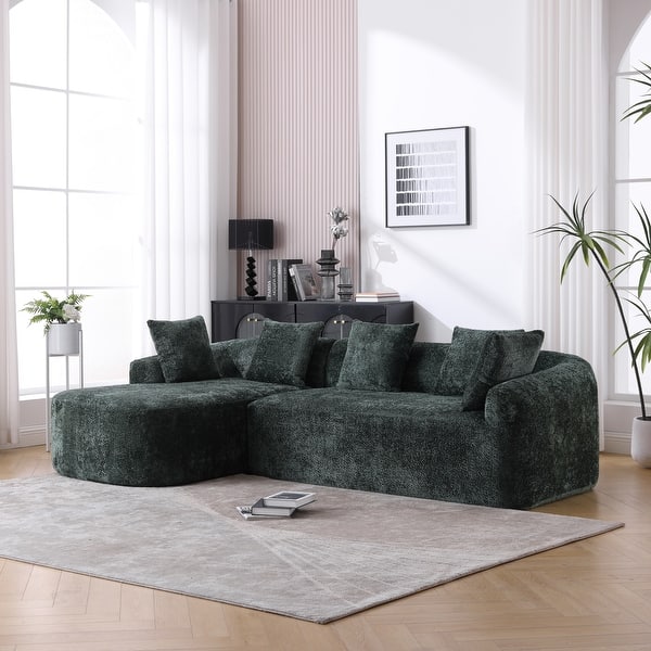 Modern Boucle L-Shape Sofa Couch, Oversized 3-Seater with Pillows for Ultimate Comfort in Living Room - Bed Bath & Beyond