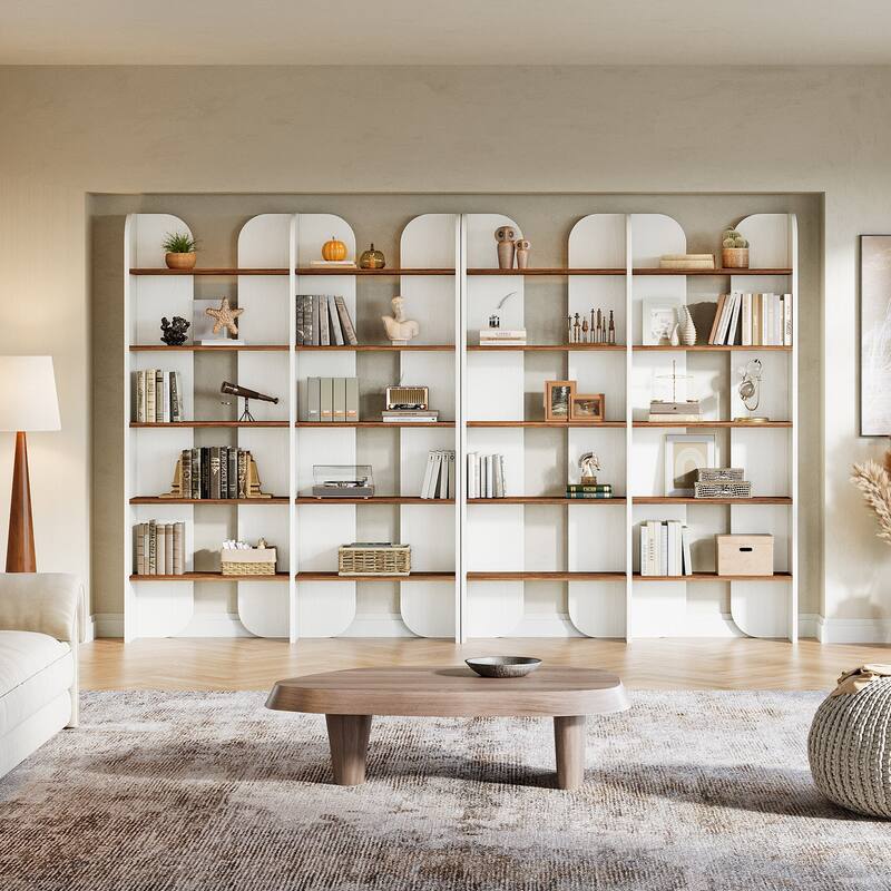 70.87" 5-Tier Double Wide Bookshelf, Open Shelves Tall Floor Standing Bookcase Storage Accent Shelf