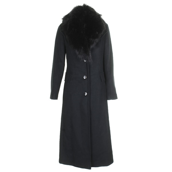 Calvin klein faux fur trim sales wrap coat