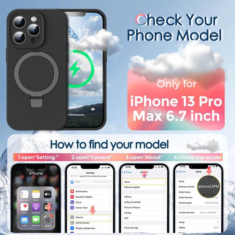 6.7" iPhone 13 Pro Max Case, Liquid Silicone Moisturizing Factor Extreme Soft Slim Phone Case with Stand Compatible with MagSafe