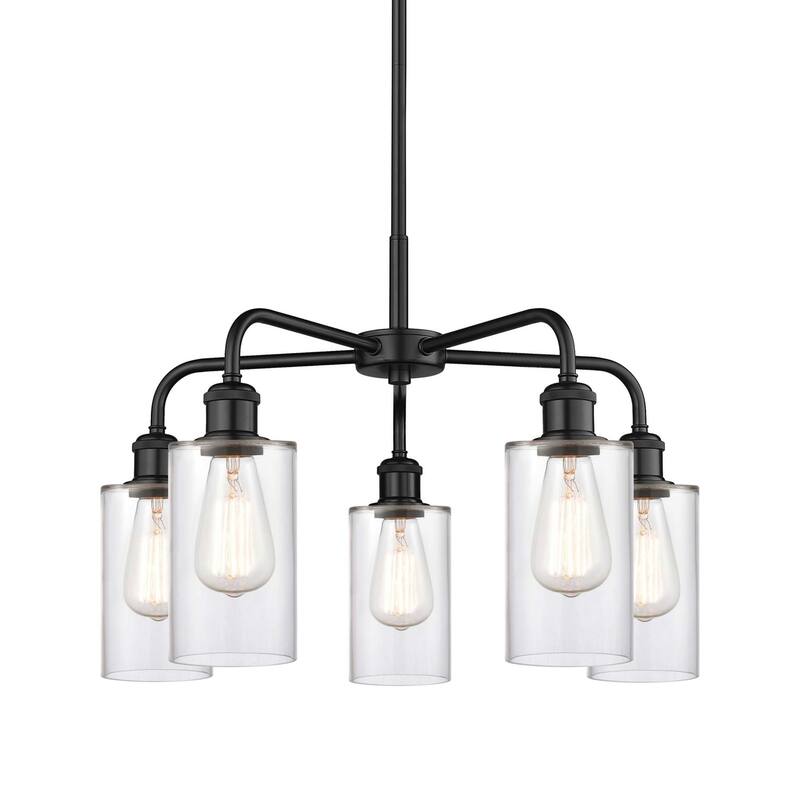 Innovations Lighting 516-5CR-15-22 Clymer Chandelier Clymer 5 Light - Matte Black / Clear