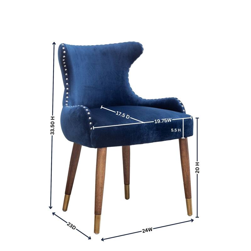 Upholstered Nailhead Trim Accent Chair with Curved Back and Wood Legs