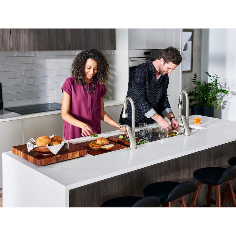 Ruvati 69-inch Workstation Two-Tiered Ledge Kitchen Sink Undermount 16 Gauge - RVH8666