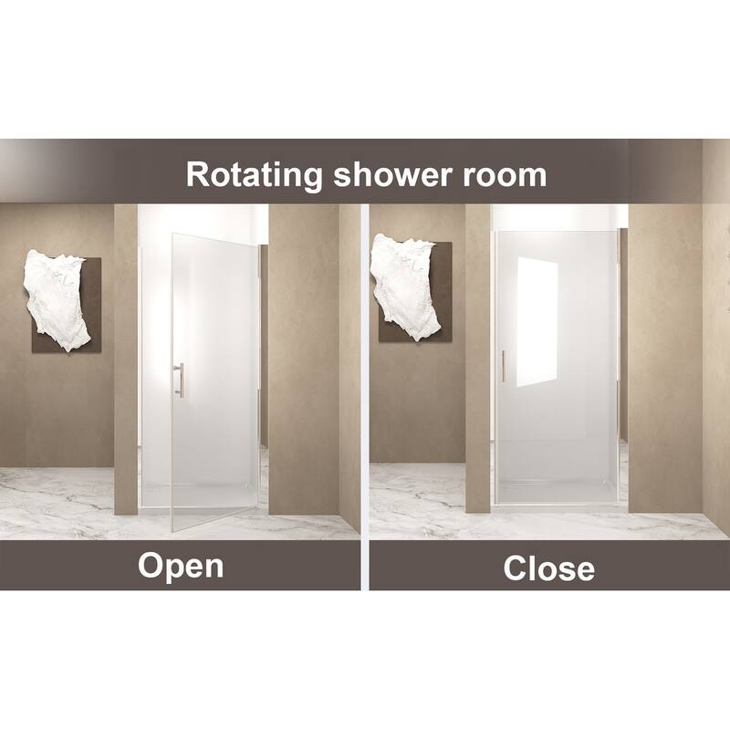 GDFStudio - Norwell Frameless Pivot Bathroom Shower Door with Tempered Glass