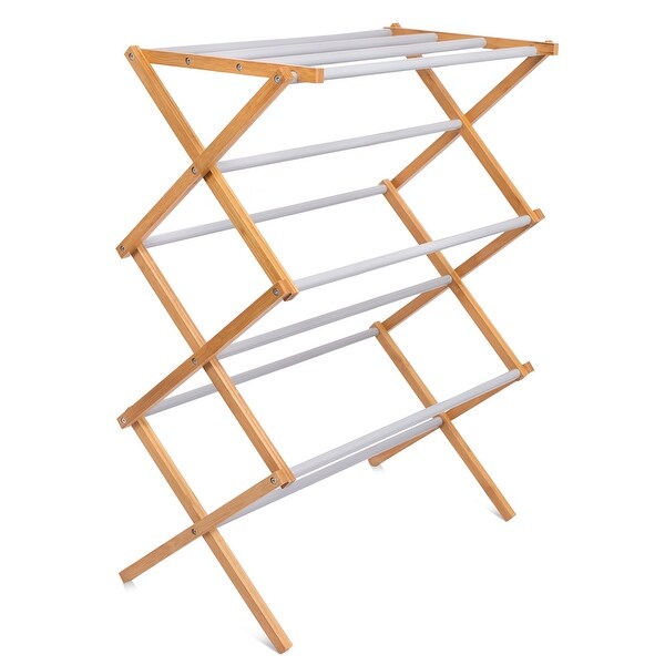 BirdRock Home Folding Steel Clothes Drying Rack 3 Tier Grey