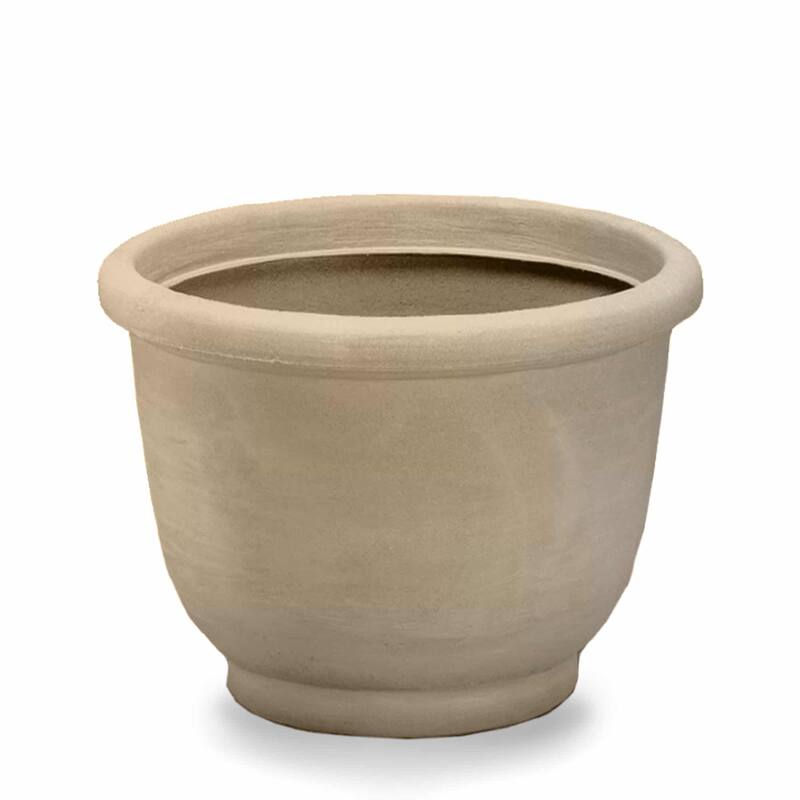Agave Round Indoor and Outdoor Planter - 14" - Weathered Stone