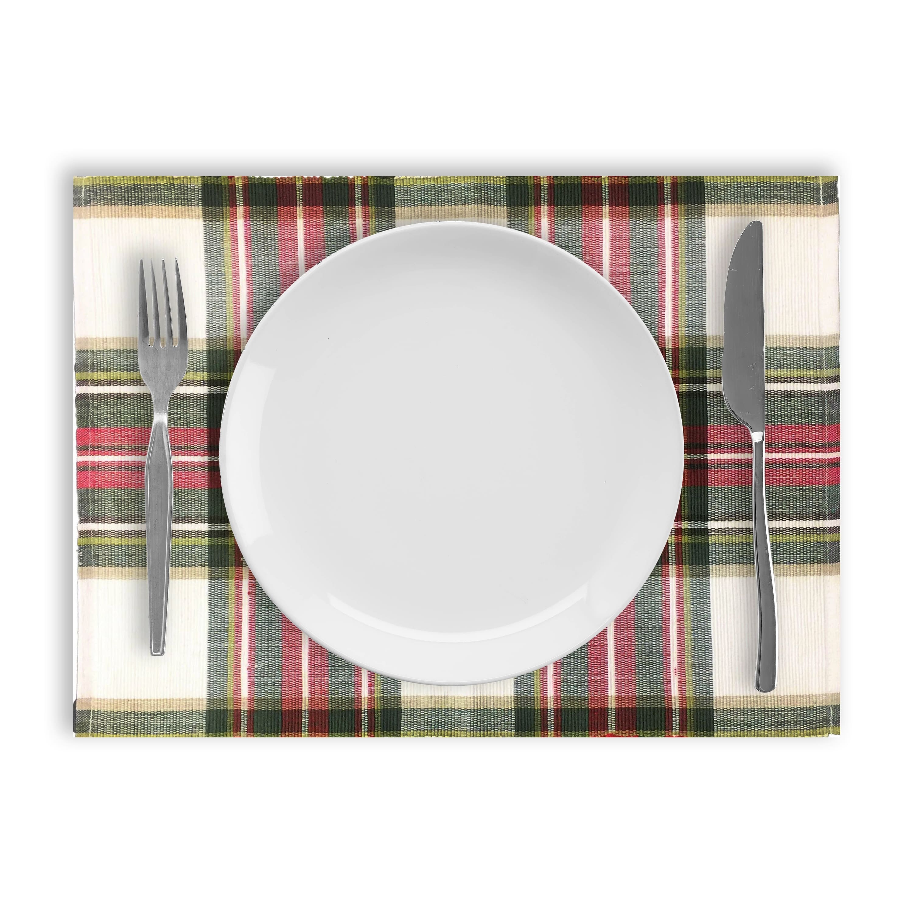 Fabstyles Celebration Plaid High Quality Cotton Placemats Set of 4 13
