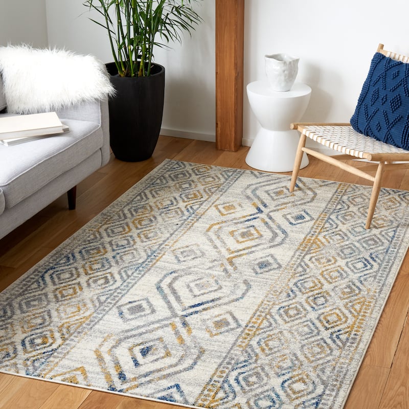 SAFAVIEH Tulum Lucia Moroccan Boho Rug - 5'5" x 7'7" - Ivory/Grey