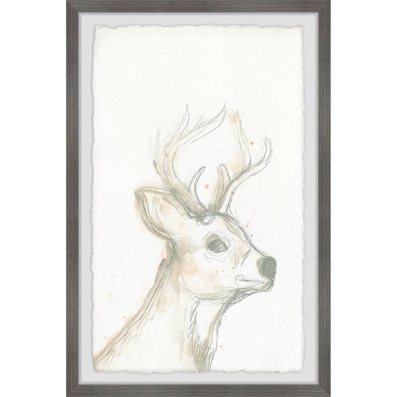 Deer Cameo IV Framed Wall Art, Elegant Home Touch - Sophisticated Artwork for Refined Décor