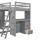 preview thumbnail 18 of 34, Twin Over Twin Bunk Bed with LED Lights & USB Ports, Grey, with Storage