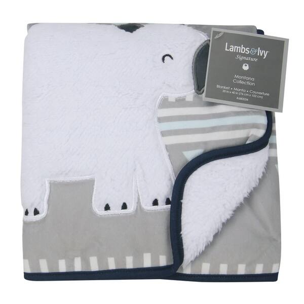 Lambs & Ivy Signature Montana Gray/White Woodland Bear Minky Velour and