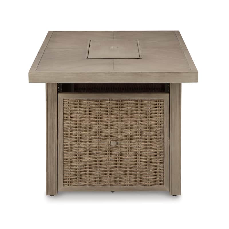 Beachcroft Outdoor Rectangular Fire Pit Table - 58" W x 30" D x 25.13" H