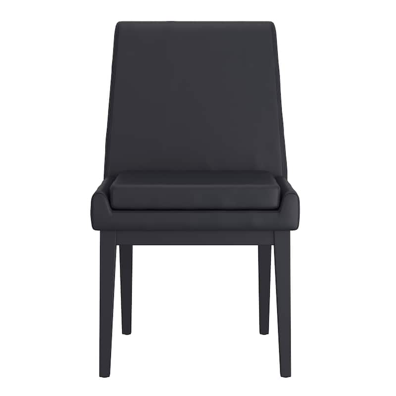 Contemporary Faux Leather and Metal Dining Chair, Set of 2 - N/A