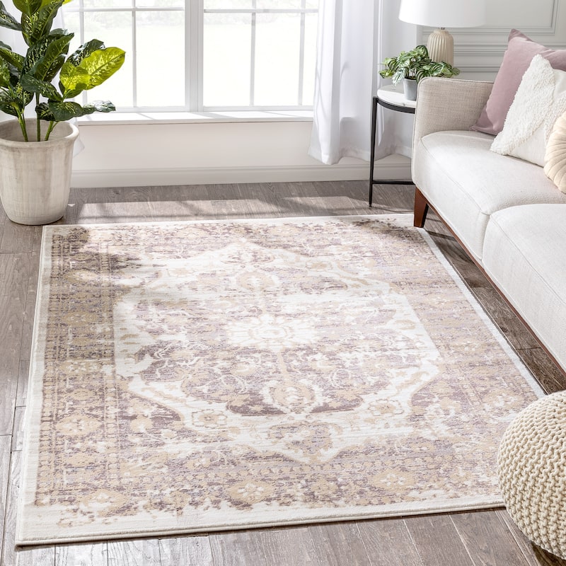 Well Woven Modern Distressed Vintage Medallion Area Rug - 7'10" x 10'6"